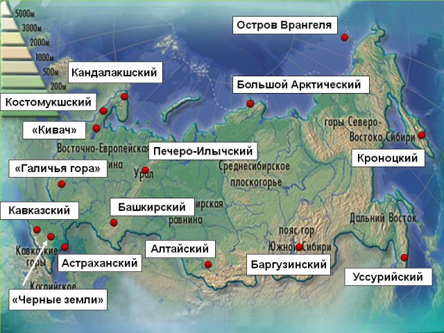 Заповедники России Карта